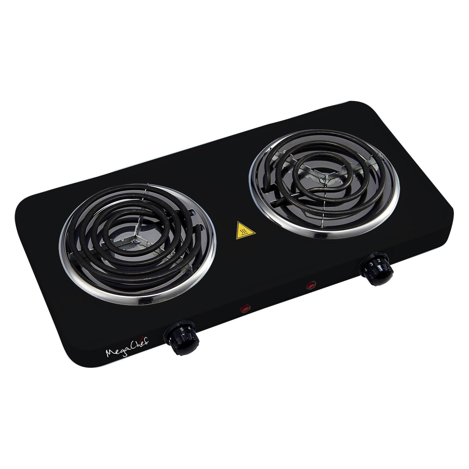 Alt View 5. MegaChef - MegaChef Electric Easily Portable Ultra Lightweight Dual Coil Burner Cooktop Buffet Range in Matte Black - Black.