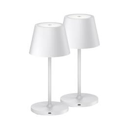 ONEWISH - 2-Pack 10" Touch-Control Cordless LED Table Lamp – Modern Holiday Décor, Gift for Family & Friends - White
