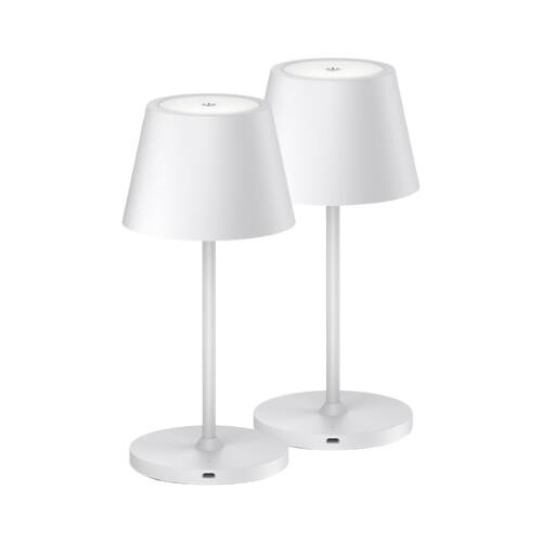 Front. ONEWISH - 2-Pack 10" Touch-Control Cordless LED Table Lamp – Modern Holiday Décor, Gift for Family & Friends - White.