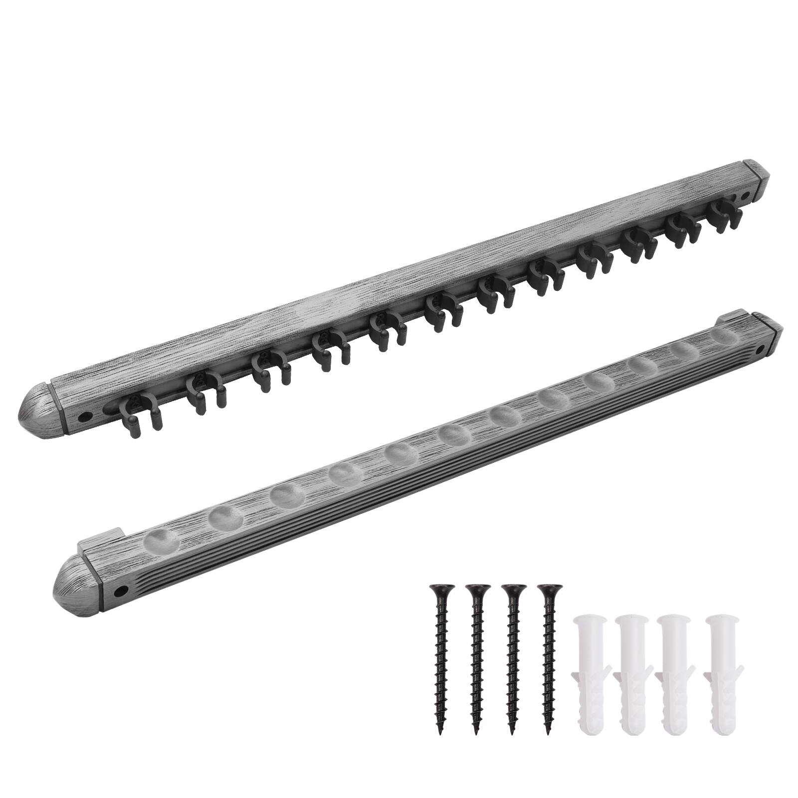 Front. GSE Games & Sports Expert - 2-Piece Wood 12 Billiard Pool Cue Rack Wall Mounted Holders, Pool Cue Wall Rack Set - Brushed Grey - Brushed Grey.