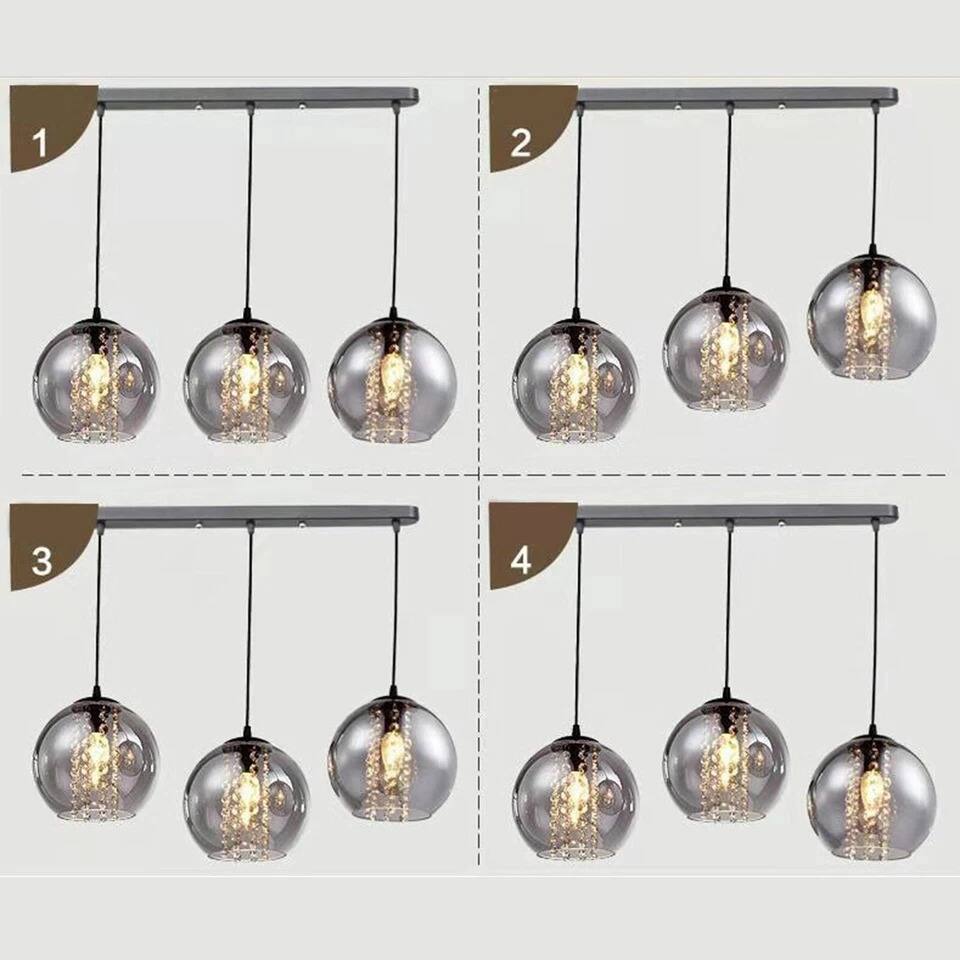 Alt View 2. Home Collection - 3-Light European Crystal Bead Chandelier Modern Ceiling Fixture with 80cm Adjustable Chain.
