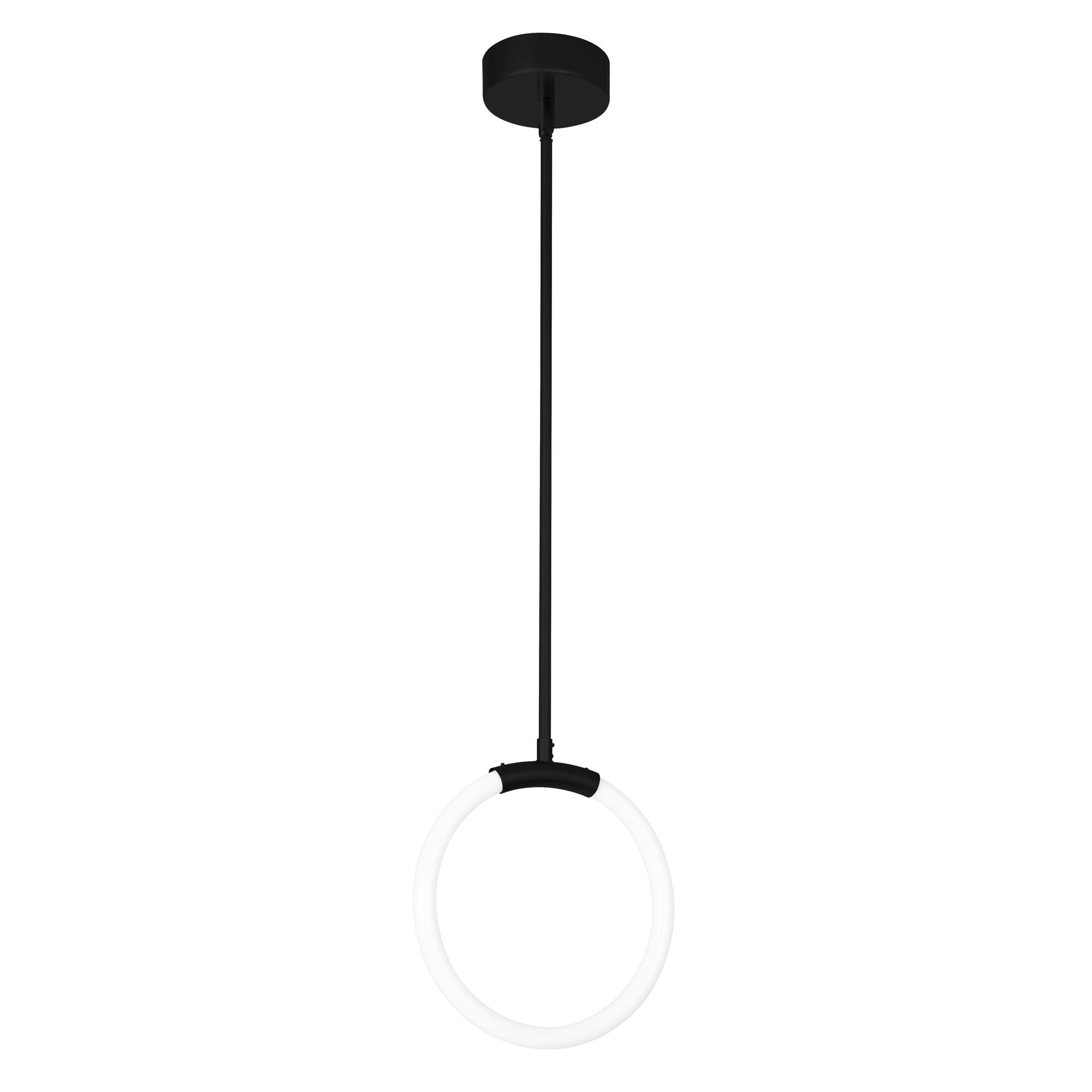 Alt View 2. CWI Lighting - Hoops 1 Light LED Pendant With Black Finish - Black.