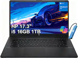 HP - 17 17.3 HD+ Laptop - Intel Core i5 with 16GB Memory - 1TB SSD - Windows 11 Pro - Black