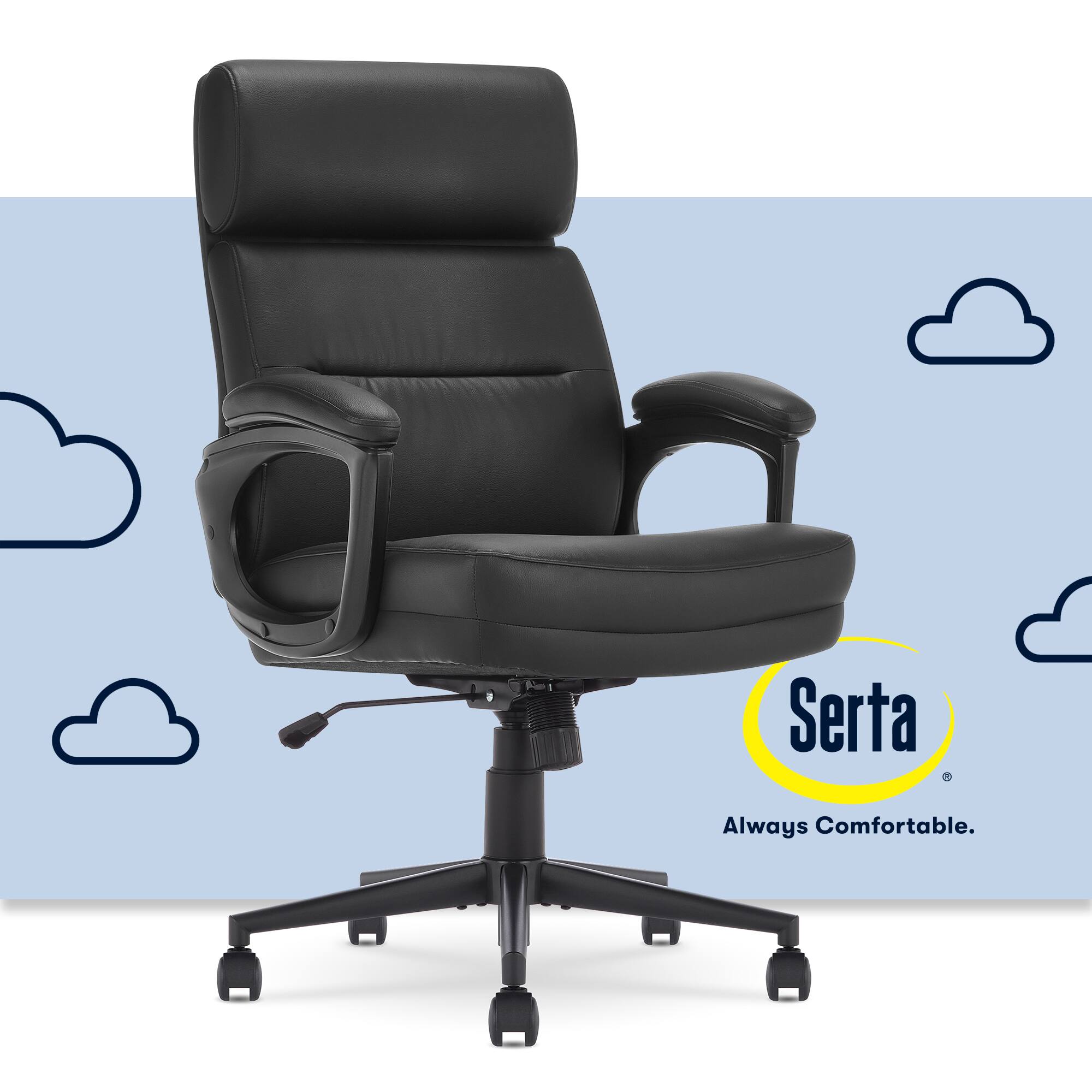 Serta Comfort Mid Back Modern Bonded Leather Executive Office Chair Black CHR20130A Best Buy