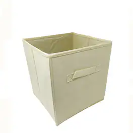 Kitcheniva - Fabric Storage Cube Bins Organizer Basket Containers Bins Fabric Handle 10 Inch 6 Pack Beige