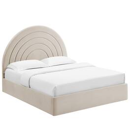 Modway - Solana Arched Performance Velvet Queen Platform Bed - Oatmeal