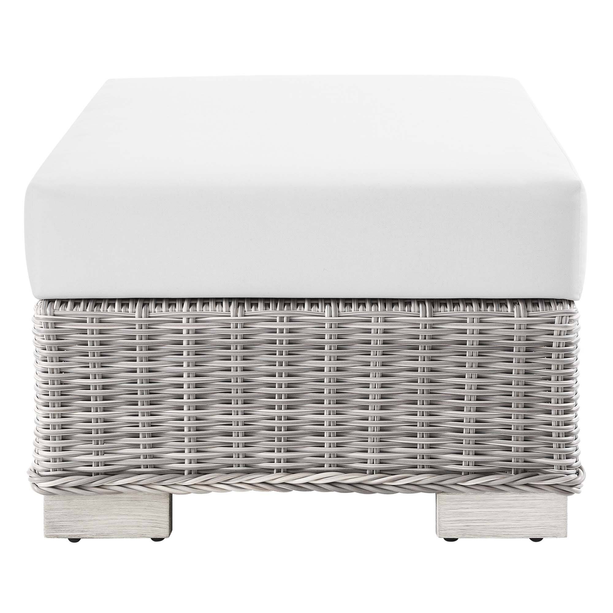 Alt View 1. Modway - Conway Outdoor Patio Wicker Rattan Ottoman by Modway - Light Gray White.