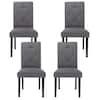 Front. Vecelo - Set of 4 Linen Dining Chairs Upholstered Chairs- Ergonomic High Back, 260lb Capacity, Solid Wood Legs - Dark Grey.