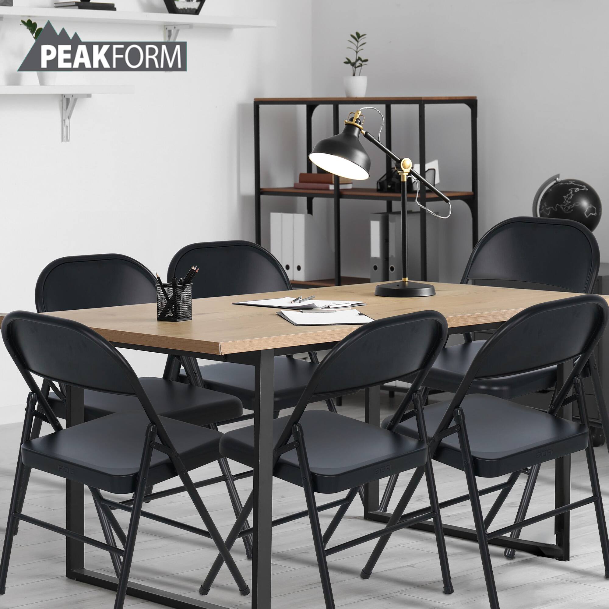 Alt View 3. Peakform - Peakform Steel Folding Chair with Leg Braces Construction and Foot Caps, 6 Pack - black.