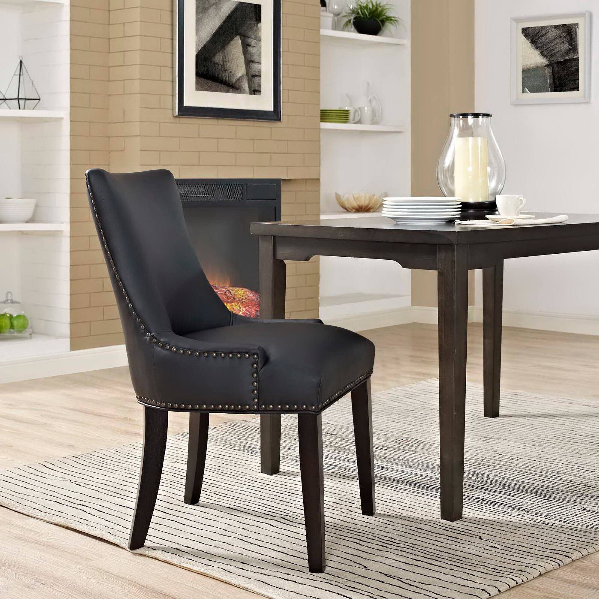 Back. Modway - Marquis Vegan Leather Dining Chair by Modway - Black.