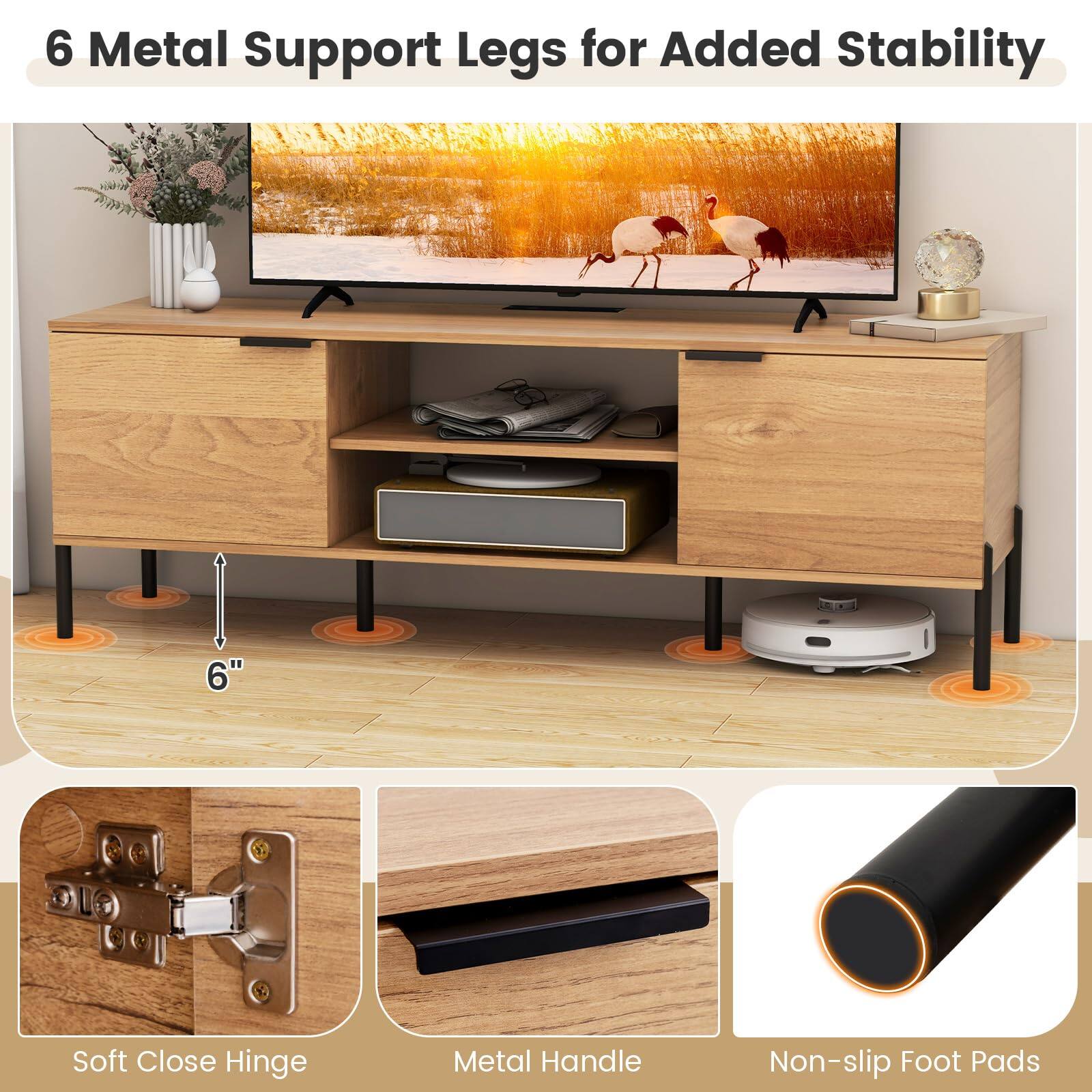 6 Metal Support Legs for Added Stability

6" Soft Close Hinge

Metal Handle

Non-slip Foot Pads