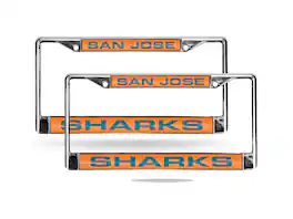 Rico Industries - San Jose Sharks NHL Chrome Metal - Set of 2 - Laser Cut License Plate Frame Set - Multi