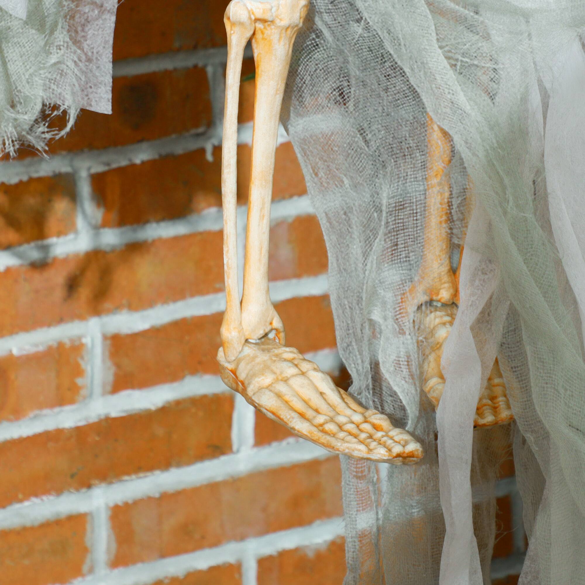 Alt View 7. Homcom - 3.9' Outdoor Hanging Halloween Decoration, Pumpkin Ghost, Sound Activated Prop with Light Up Eyes & Creepy Howling Sound - Green.