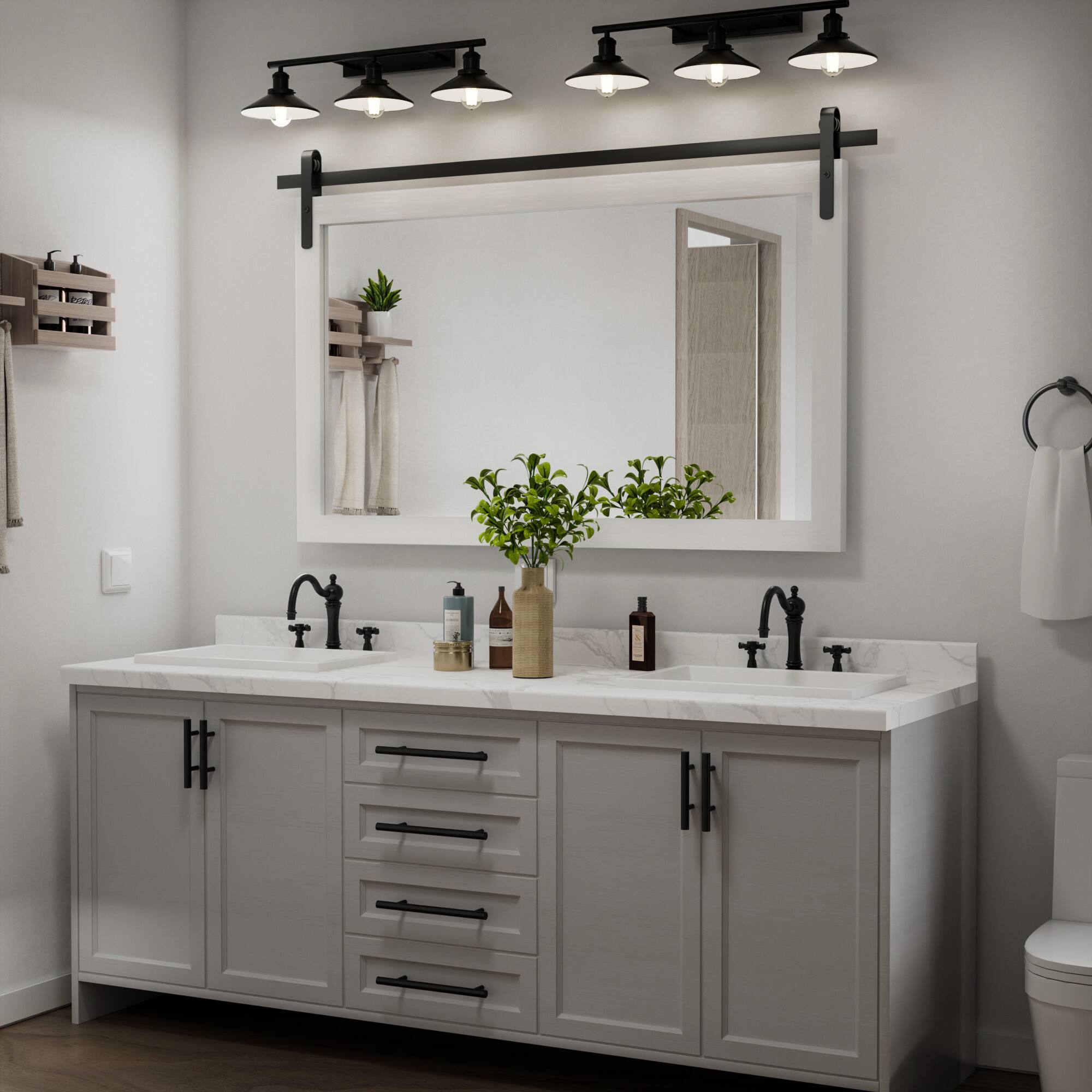 Back. PAIHOME - Rectangular Mirrors 40"x26" Wood Frame Wall Mirror Bathroom Mirror Bedroom Vanity Mirror Living Room Decor - White.