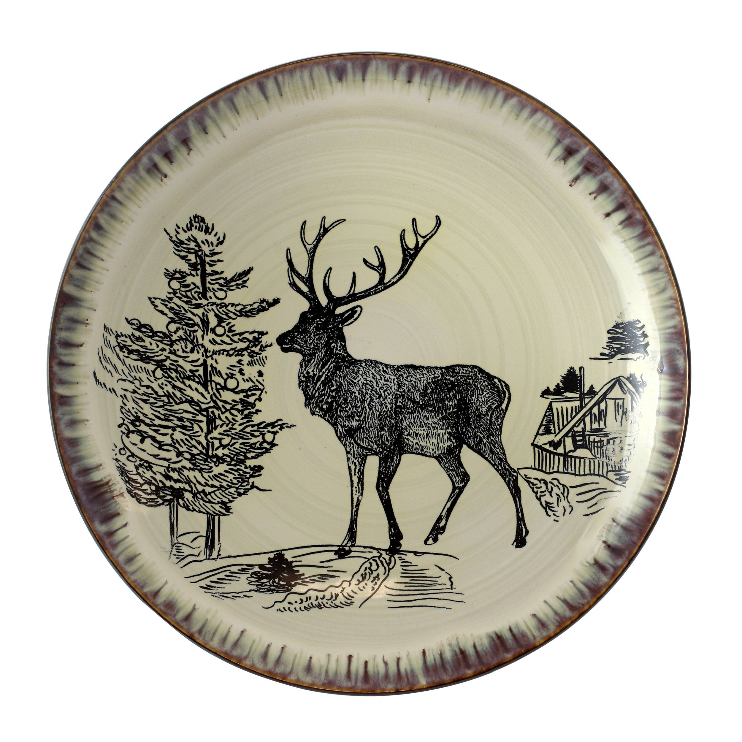 Alt View 8. Elama - Elama Majestic Elk 16 Piece Luxurious Stoneware Dinnerware with Complete Setting for 4 - Taupe and Brown.
