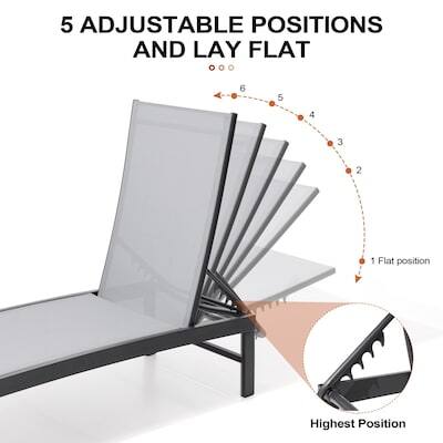 5 Adjustable Positions and Lay Flat

1. Flat Position
2. 2
3. 3
4. 4
5. 5
6. Highest Position