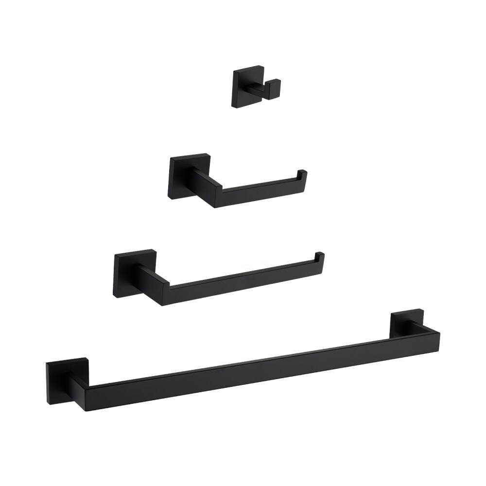 Front. JUJABU - 4- Piece Bathroom Hardware Set Matte Black - Matte Black.