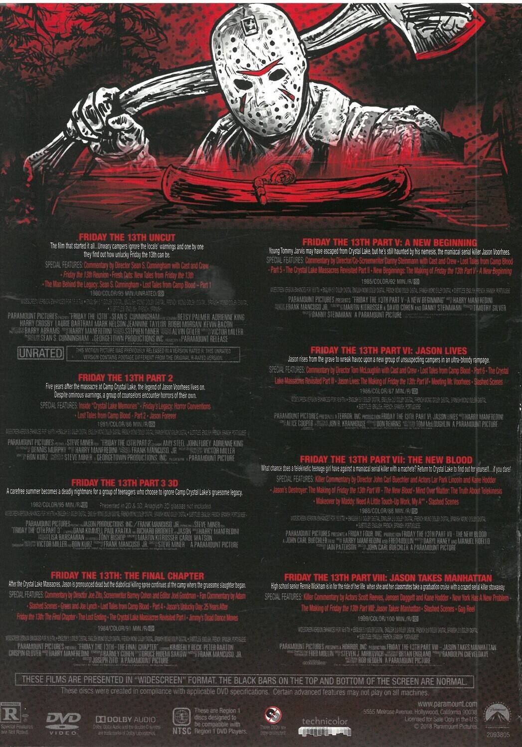 Paramount Friday the 13th: 8 Movie Collection (+ Keychain) DVD