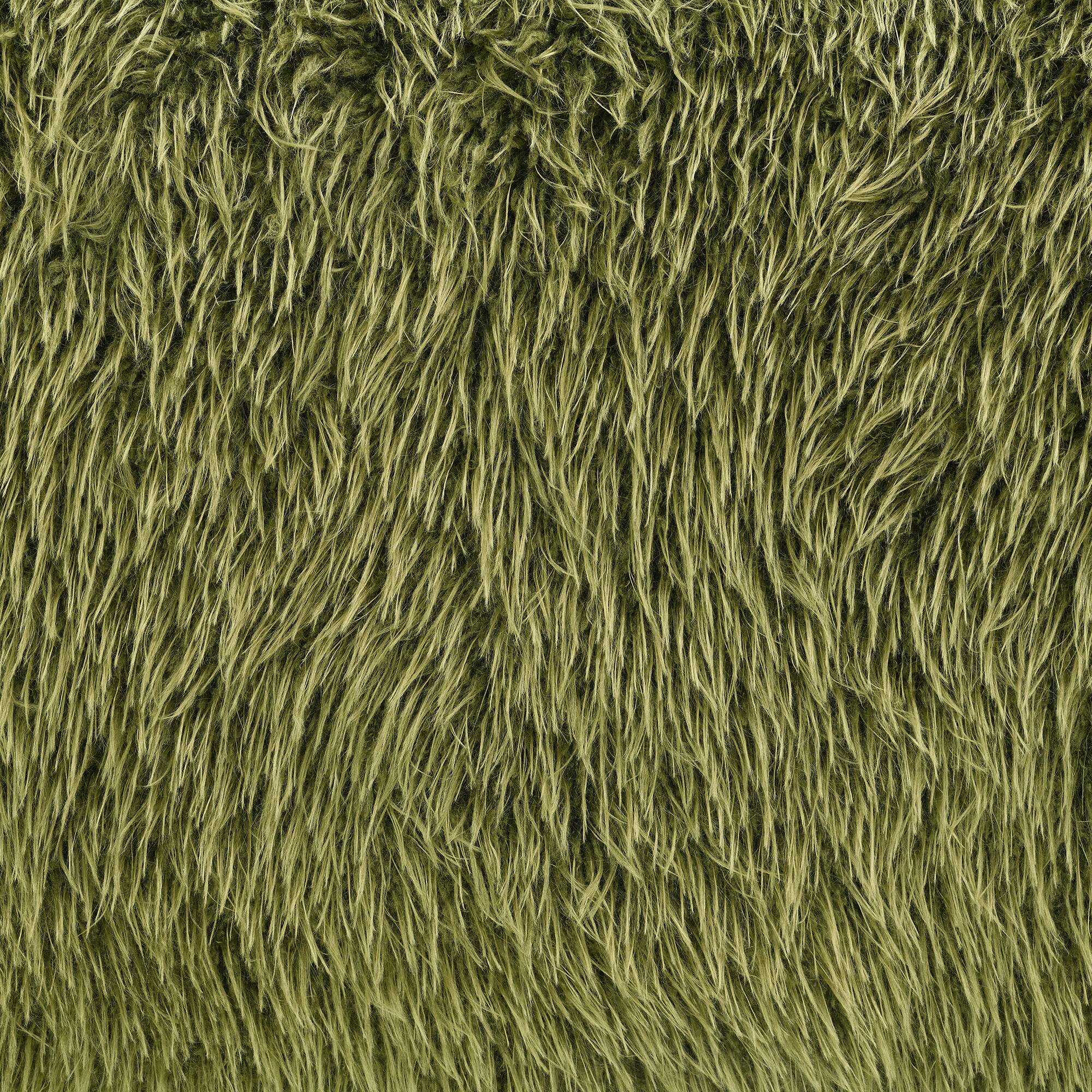 Alt View 5. Vaczon - Faux Fur Loveseat Sofa Cozy Shaggy Plush Chair for Home Apartment or Lounge Area with Accent Pillows - Olive Green.