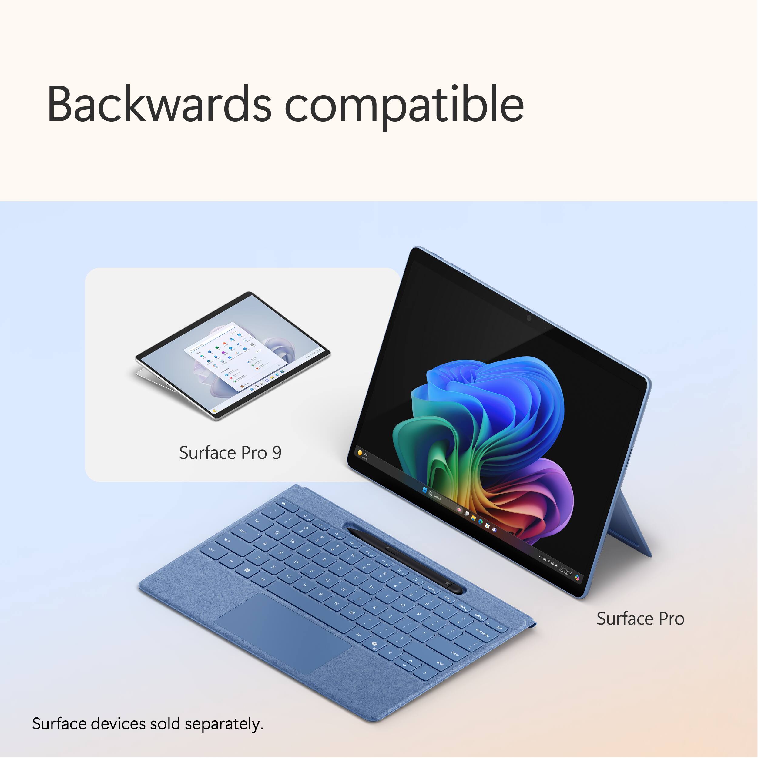 Backwards compatible - a - - . - - . - - a - . - . a - . 1 + 2 a 2 . 1 - - - a - . a F .  . a . E - - -  - -  2 - . e - 1 - Surface Pro Surface devices sold separately.
