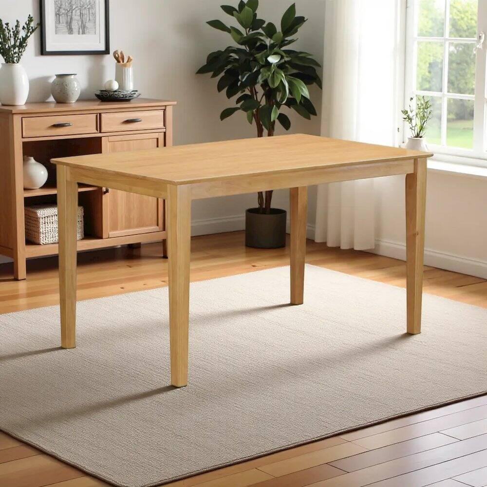 Angle. FurniFact - Elegant 60-Inch Counter Height Solid Wood Dining Table – Farmhouse Style - Oak.