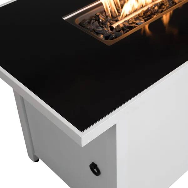 Alt View 1. APRILSOUL - 43 Inch Rectangular Fire Pit with Smoked Glass and Metal Frame.