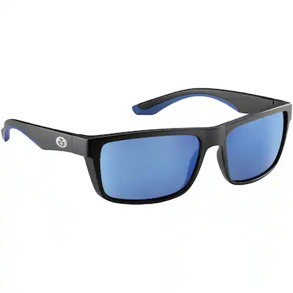 Front. Flying Fisherman - Flying Fisherman Streamer Polarized Sunglasses - Black/Smoke Blue Mirror - Black/Smoke Blue Mirror.