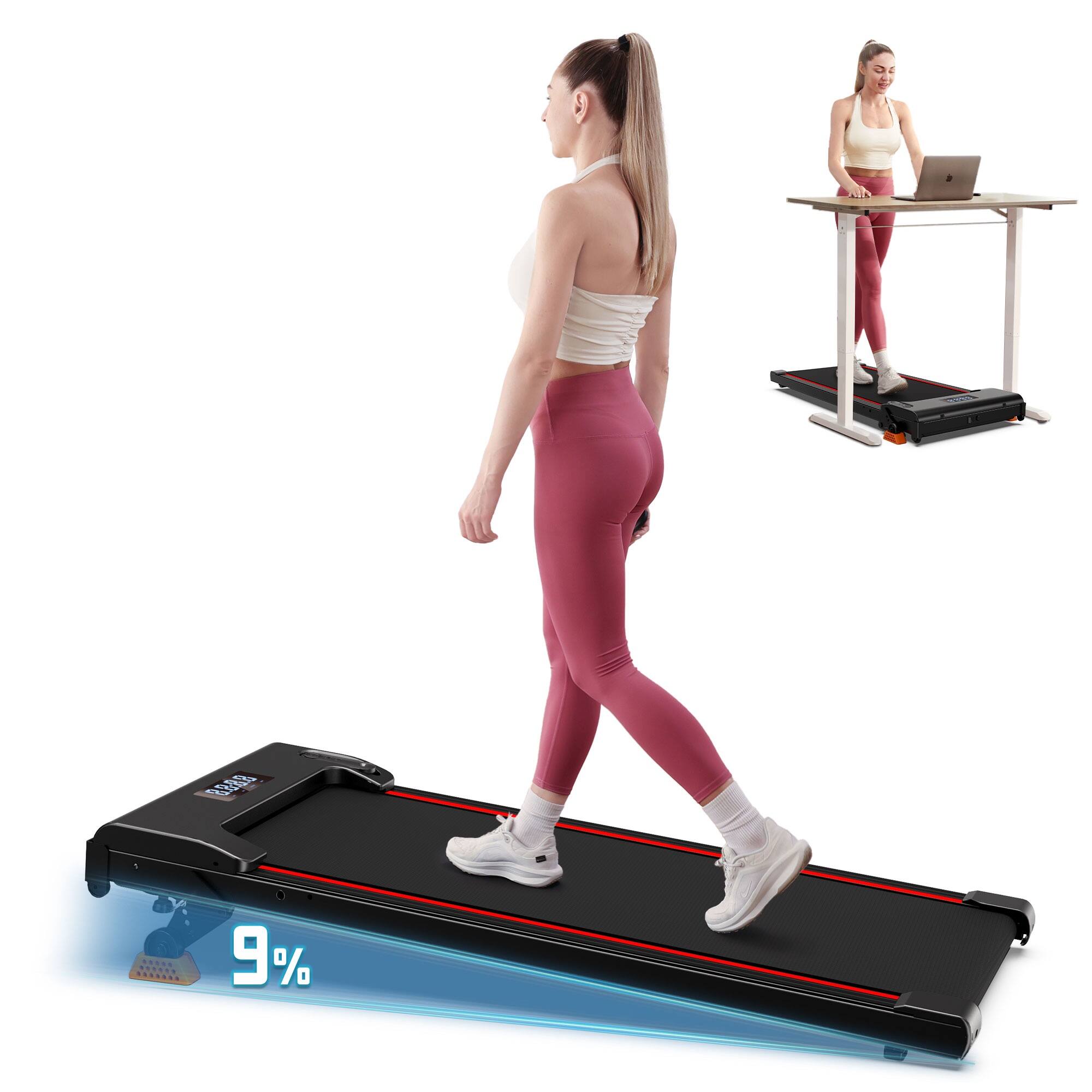 Front. LICHICO - Under Desk Treadmill, 4-Level Adjustment Walking Pad, Walking Pad with Incline，Compact Treadmills for Home - black.