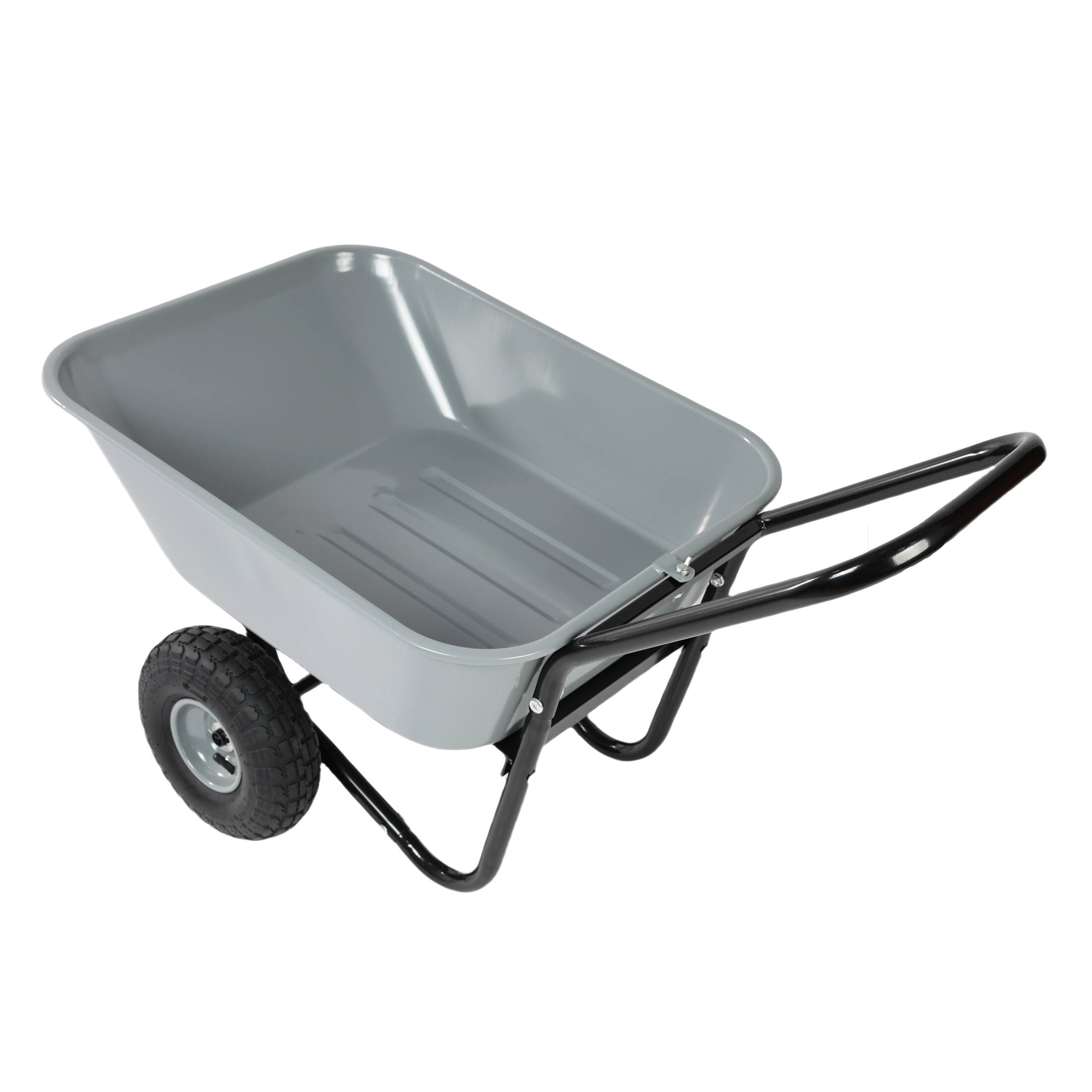 Angle. COWLOWN - 2 Wheel Garden Cart 10in Gray Pneumatic Wheels - Gray.