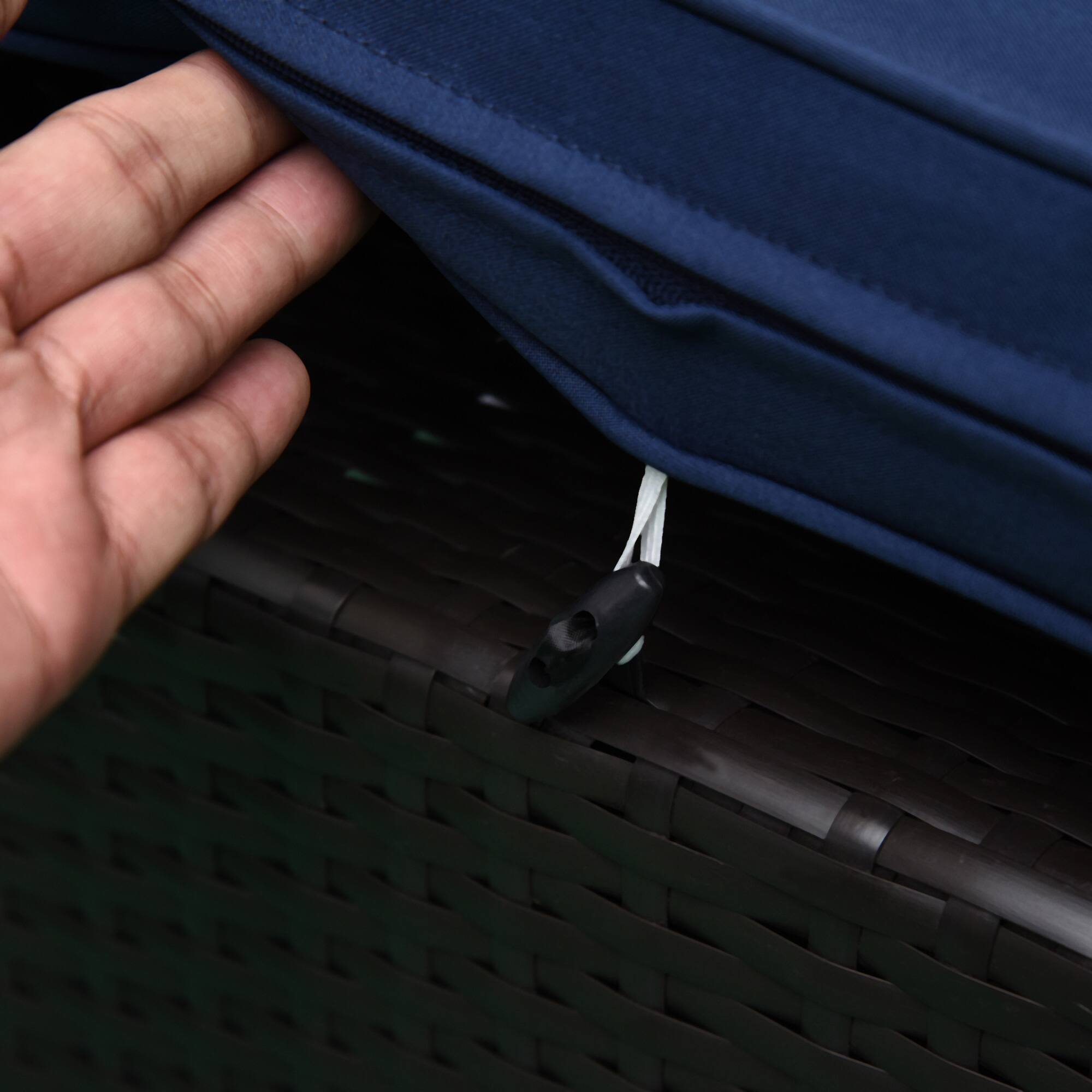 Alt View 8. Outsunny - 7-Piece Patio Furniture Set, Outdoor Wicker Conversation Set, All Weather PE Rattan Sectional Sofa Set - Blue.