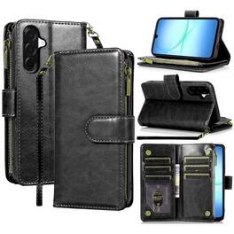 Equipd - Phone Case for Samsung Galaxy A17 5G, Luxury Wallet Card ID Zipper Money Holder Cover - Black