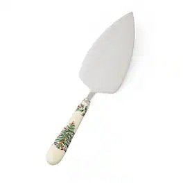 Spode - Christmas 10.5-Inch Tree Stainless Steel Cake Server with Porcelain Handle - Multicolored