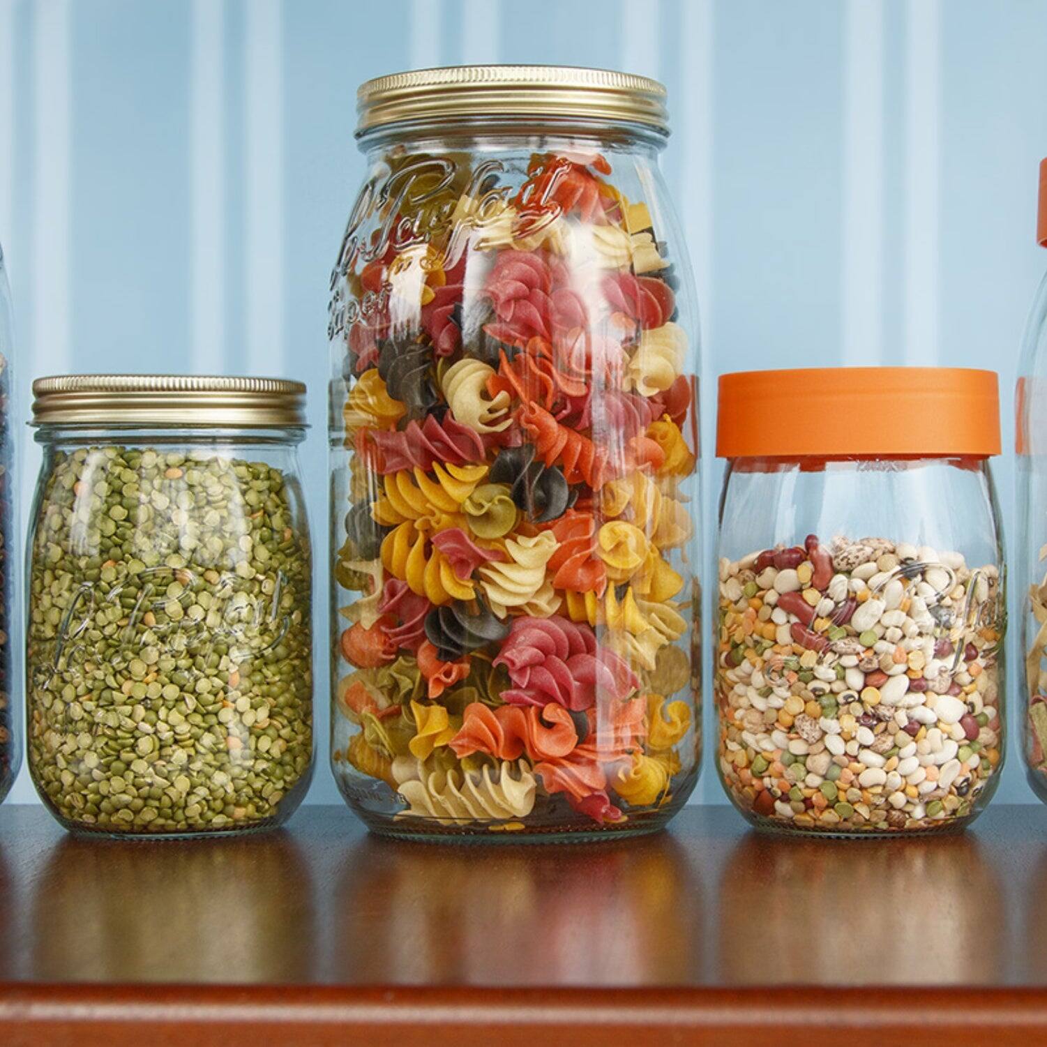 Alt View 2. Le Parfait - Screw Top Jar - 3L Wide Mouth French Glass Canning Jar w/ 2-Piece Gold Lid, 96oz/3 Quarts (Pack of 3).