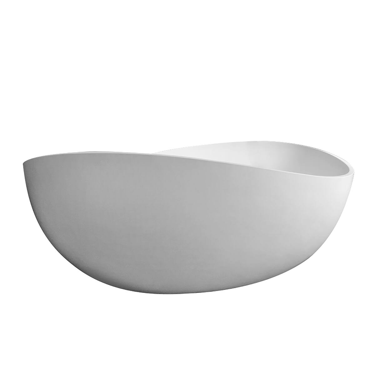 Back. Loheer - Loheer 63 inch solid surface soaking bathtub, matte white deep soaking bathtub - Matte White.
