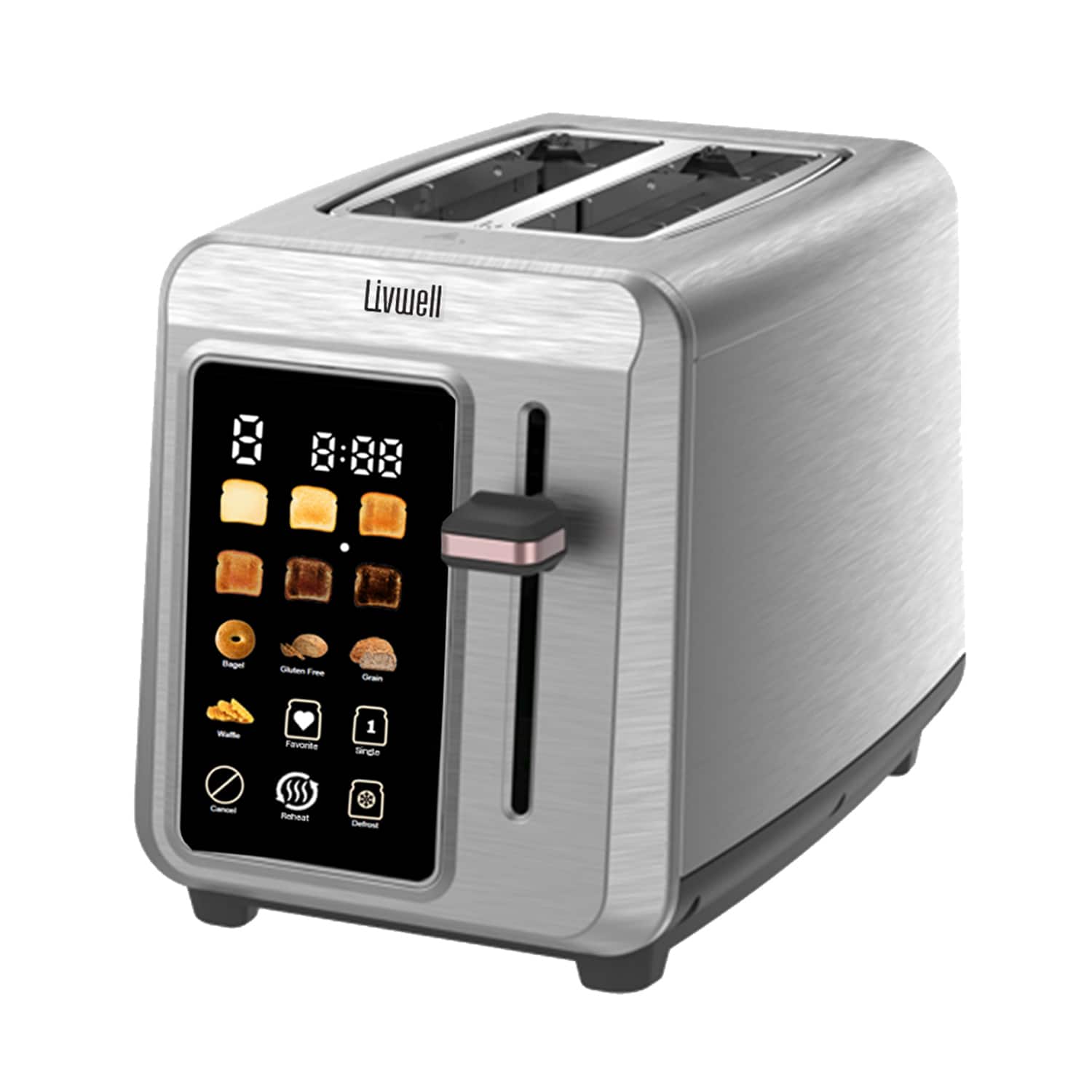 Livwell - Smart Touch 2 Slice Metal Toaster - Stainless Steel