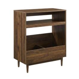 FurniFact - Wooden record player stand with vinyl storage, compact design for living rooms - Walnut