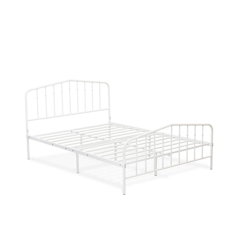 Left. East West Furniture - Kemah Queen Platform Bed with 4 Metal Legs - Magnificent Bed in Powder Coating White Color - White.