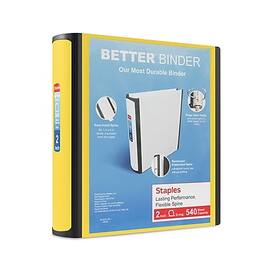 Staples - 2" 3-Ring Better Binder, D-Ring - Yellow
