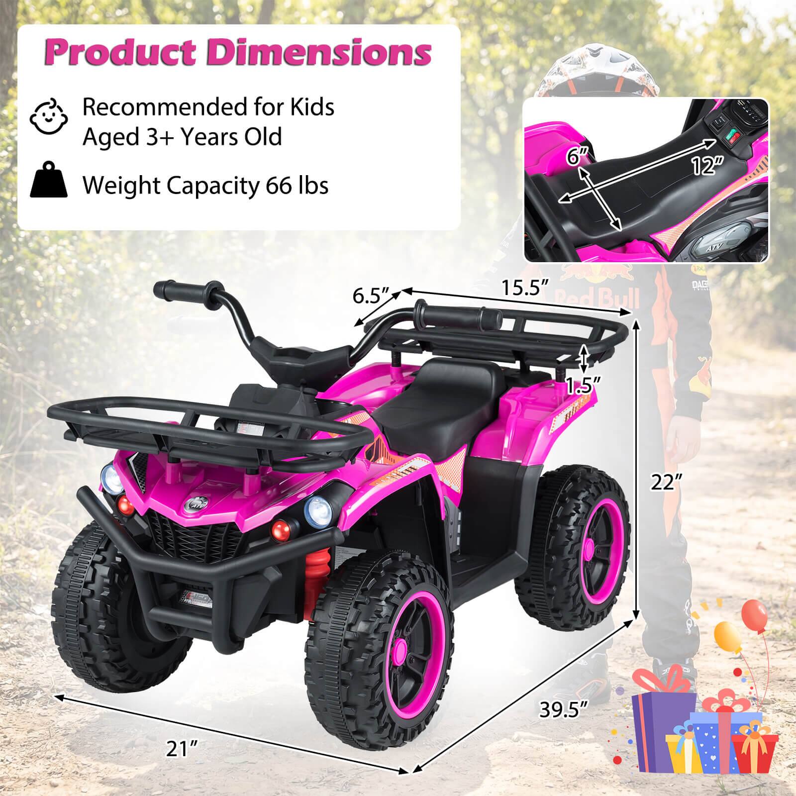 Product Dimensions  
Recommended for Kids Aged 3+ Years Old  
Weight Capacity 66 lbs  

6"  
12"  
6.5"  
15.5"  
1.5"  
22"  
39.5"  
21"