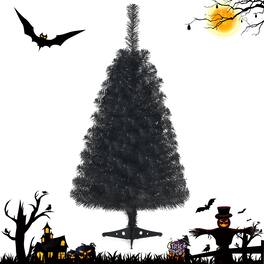 Gymax - 3 Ft Un-lit Halloween Tree Artificial Tabletop Christmas Tree - Black