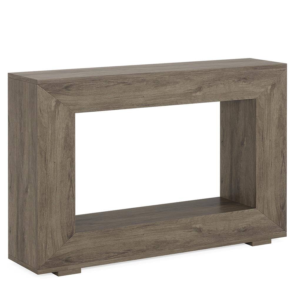 Back. Kadyn - Console Sofa Table, Display Shelf,Farmhouse Console Table, 47" Wood Entryway Sofa Table with Storage,Grey - Gray.