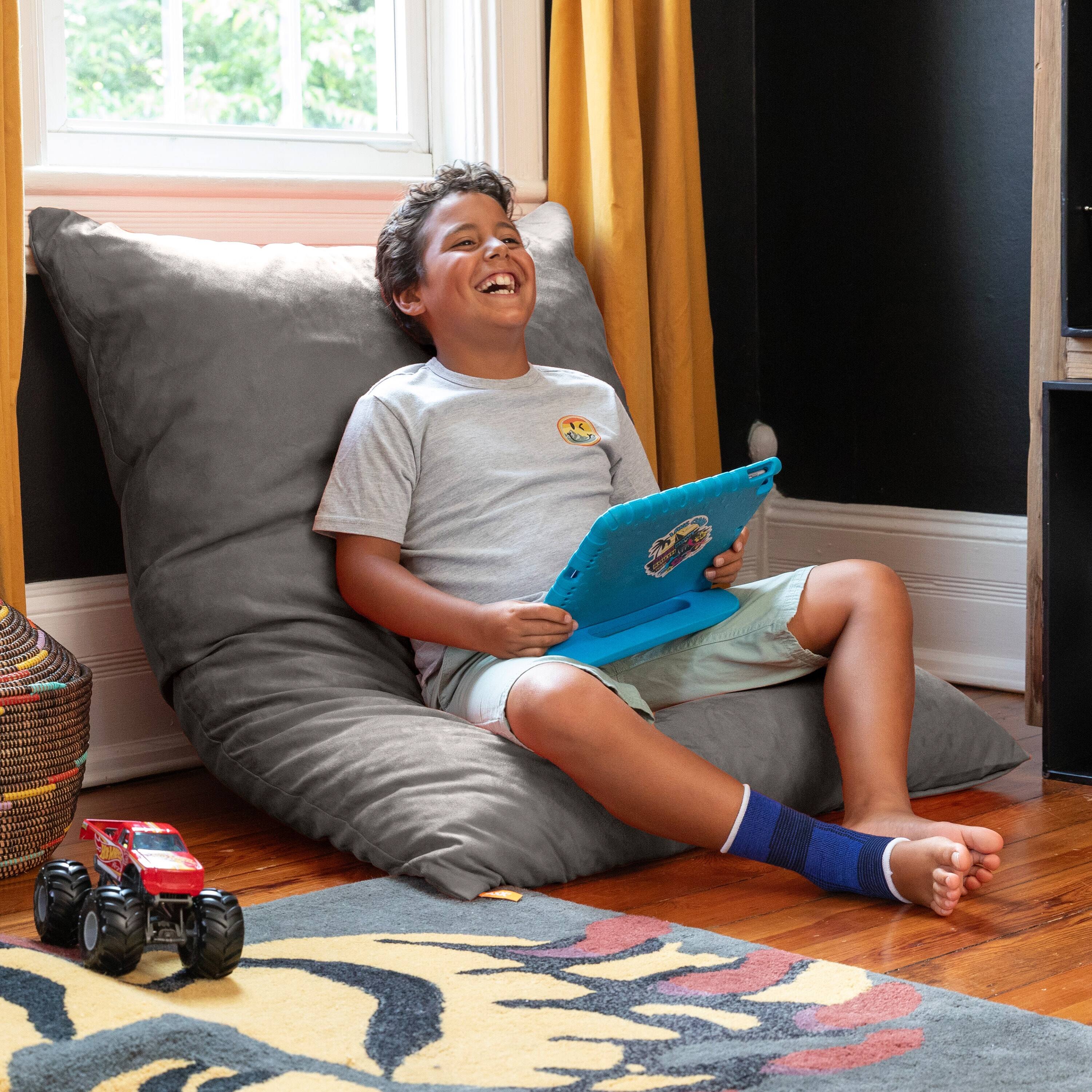 Angle. Jaxx - Jaxx 3.5 Ft Pillow Saxx Kids Bean Bag, Charcoal - Charcoal.