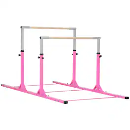 Qaba - Double Horizontal Bars, Junior Uneven Bars Gymnastics for Home, 36"-59" Adjustable Heights, Adjustable Width