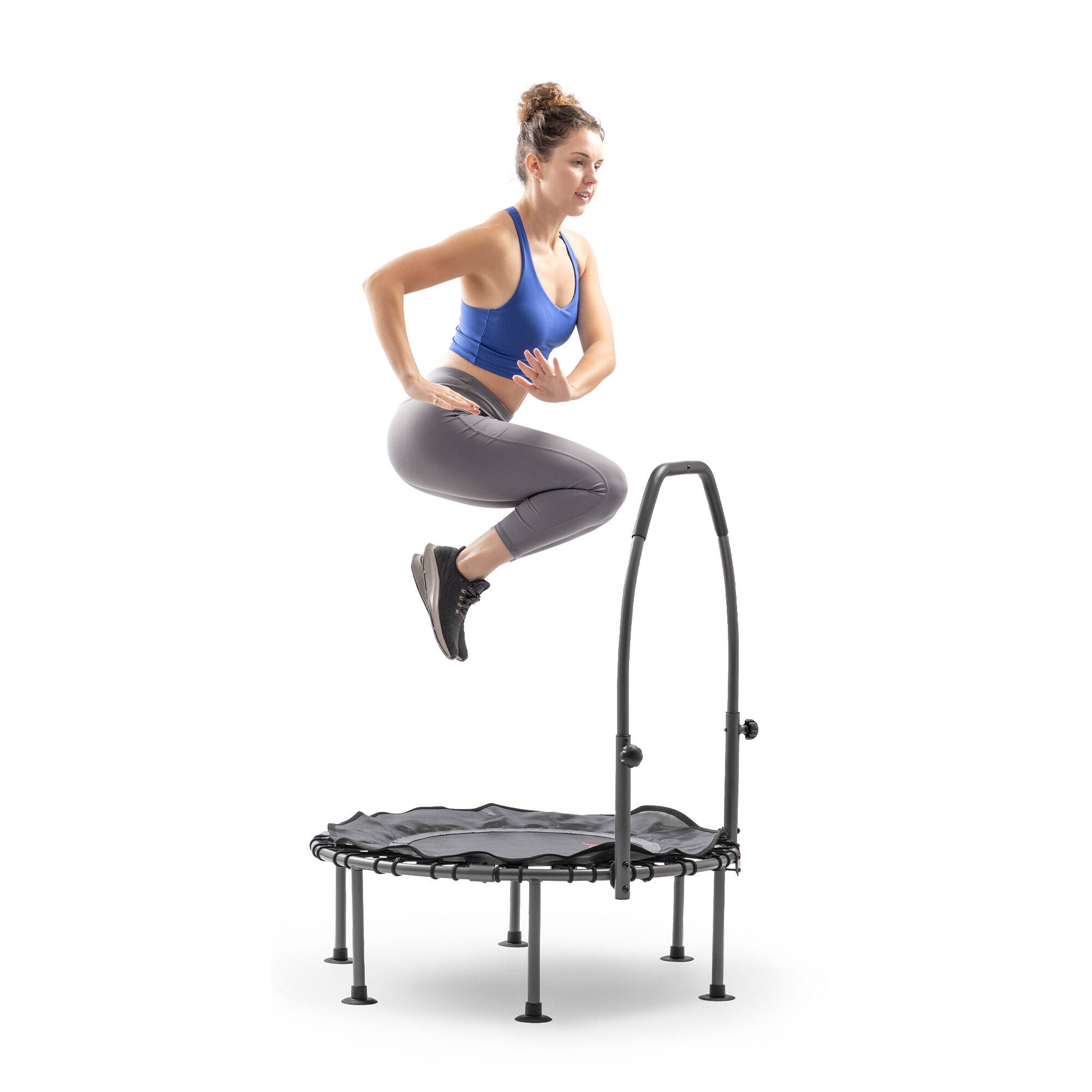 Front. Sunny Health & Fitness - Active 36-Inch Fitness Trampoline with Adjustable Handlebar - Black.