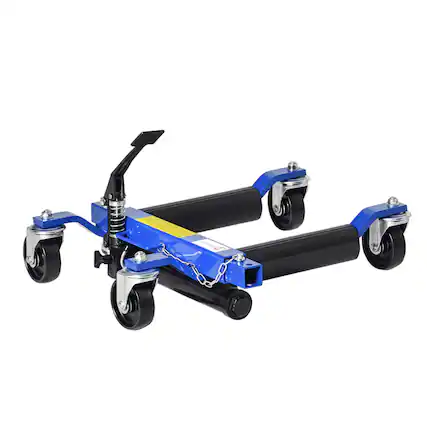 Front. Durhand - Hydraulic Wheel Dolly Tire Jack with Ratcheting Foot Pedal for Vehicle Positioning for Car Truck RV Trailer, 1500LBS - Blue.