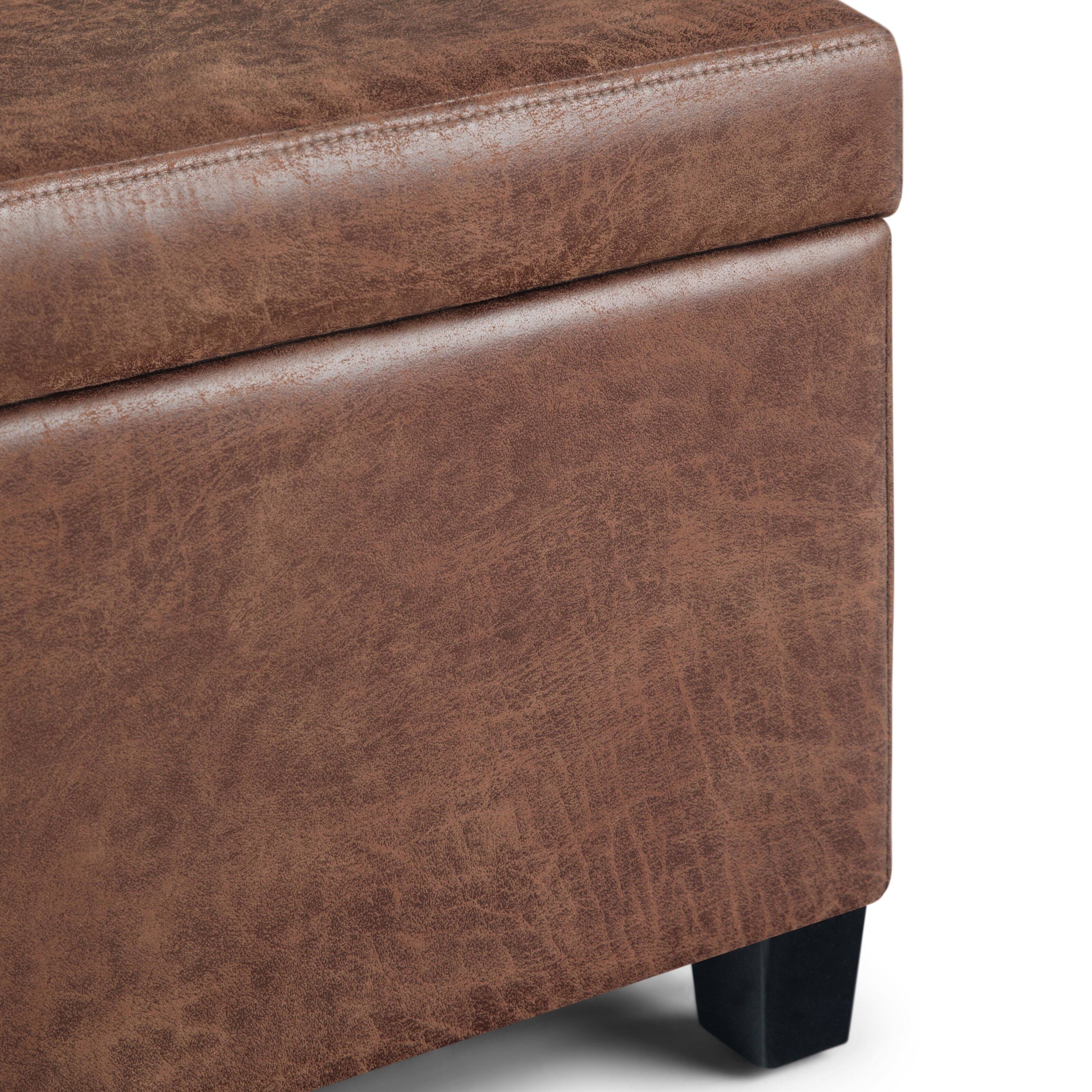 Alt View 15. Simpli Home - Avalon 48 inch Wide Contemporary Rectangle Storage Ottoman Bench - Distressed Umber Brown.