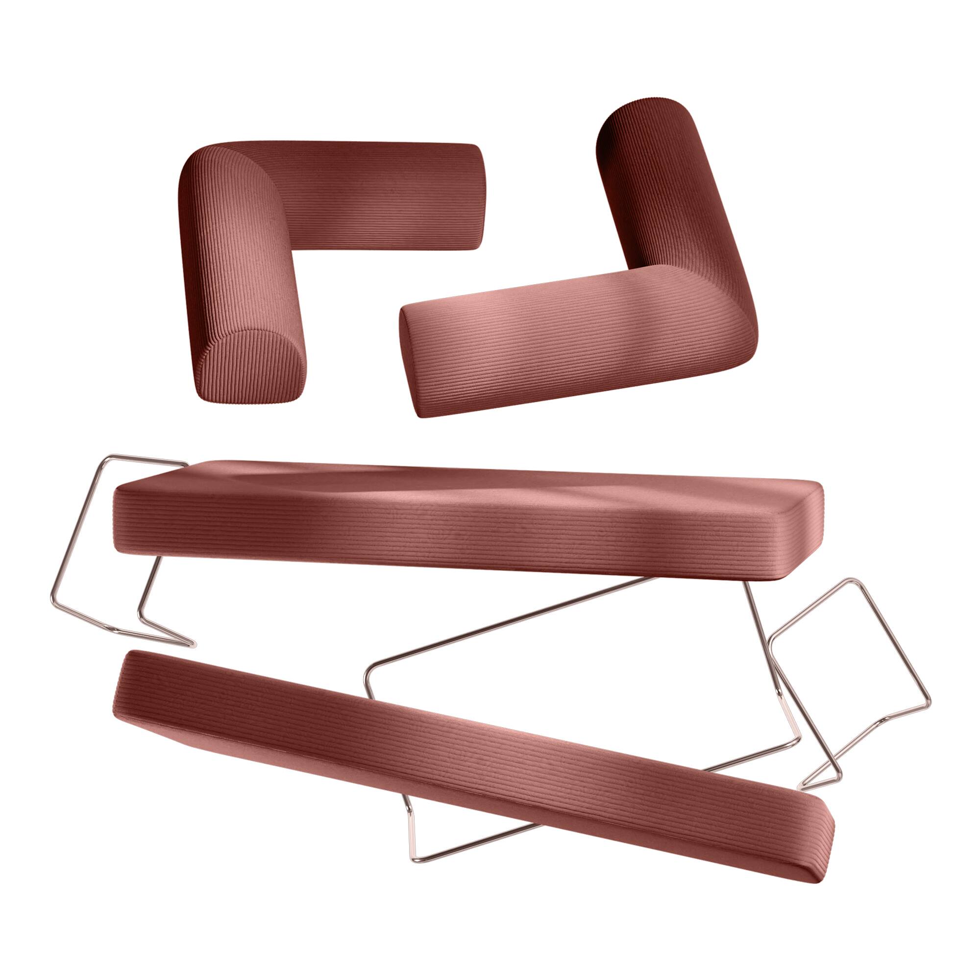 Alt View 1. KERDOM - 78 Inch W Sectional Modular Sofa, 3-4 Person Corduroy Sofa Bed Foldable, High Rebound Density Sponge Sofa, Block Couch - Pink.