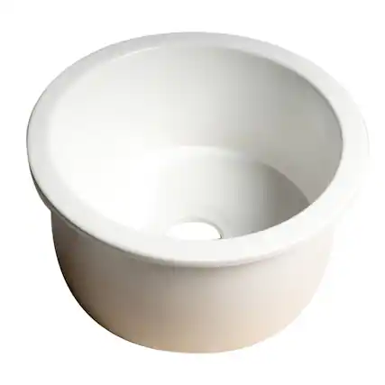 Front. Alfi - ALFI brand White Round 18 x 18 Undermount / Drop In Fireclay Prep Sink - White.