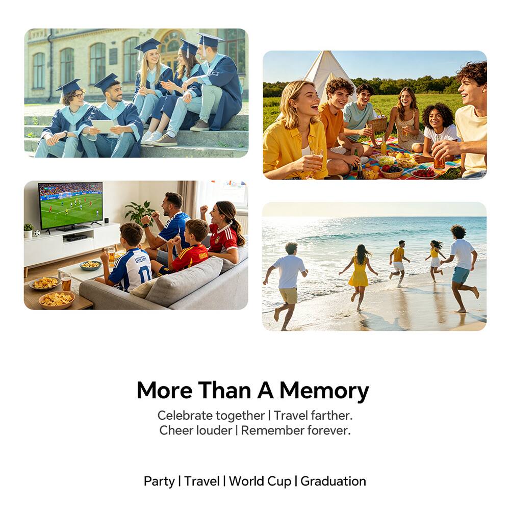More Than A Memory  
Celebrate together | Travel farther.  
Cheer louder | Remember forever.  

Party | Travel | World Cup | Graduation