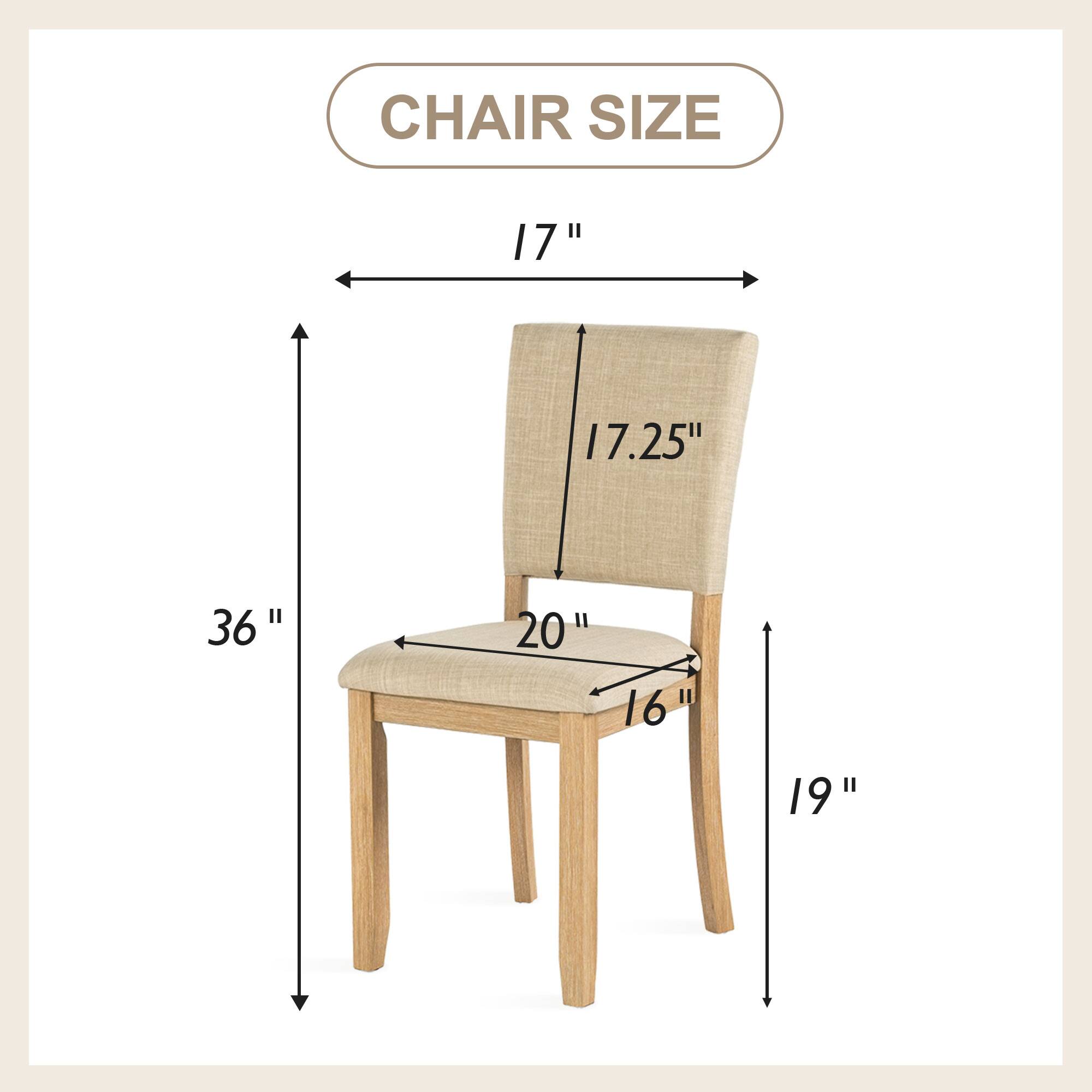 CHAIR SIZE

17" 17.25" 36" 20" 16" 19"